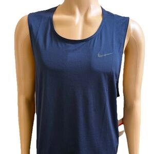 Nike Dri-fit Fitness Tank Vest Men's Size Large Navy Gym Running Training